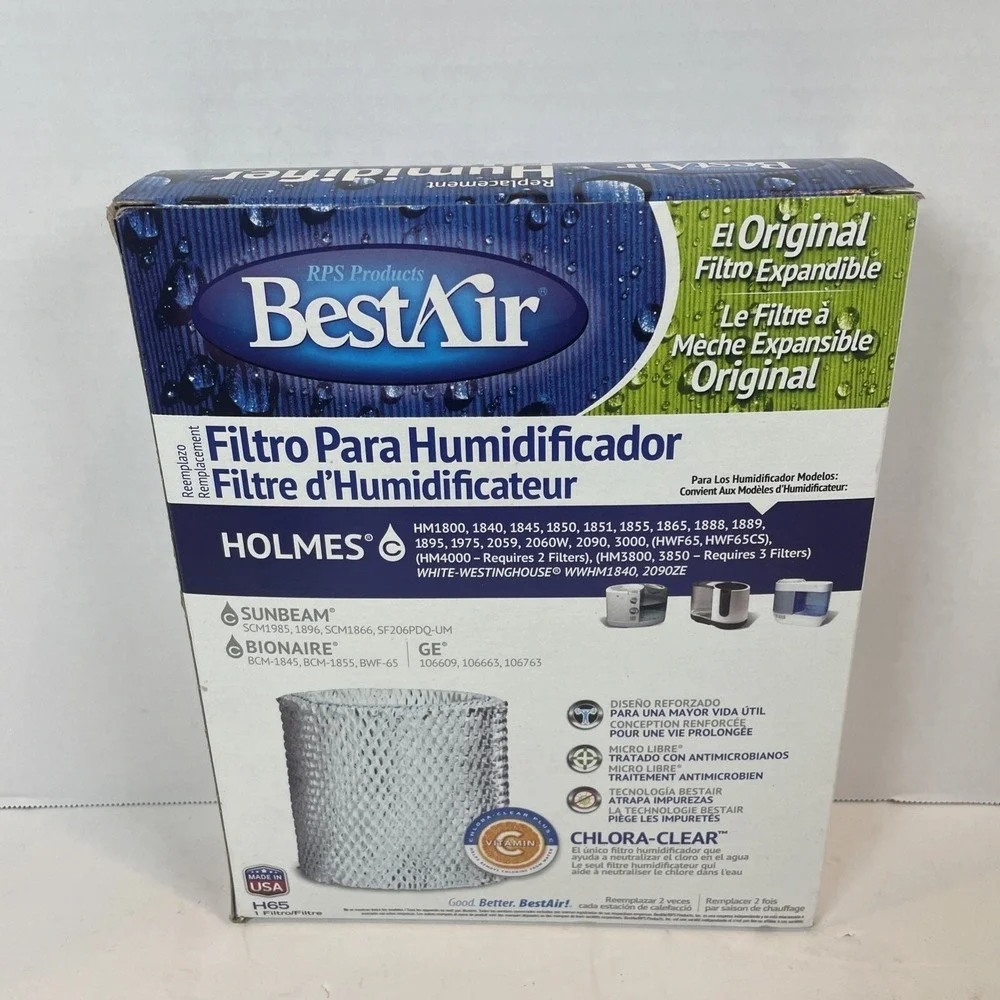 BestAir‎ Humidifier Filter H65 White Replacement Wick Filter Chlora-Clear Holmes